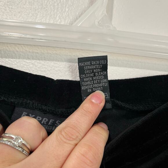 Express Vintage Velour Pants Black Y2K Wide Leg Lounge Size M - Picture 3 of 5